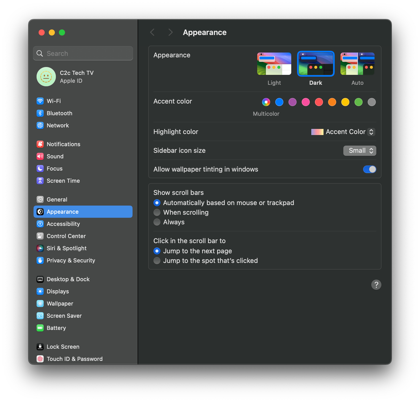 macOS Sonoma Sidebar icon size Small